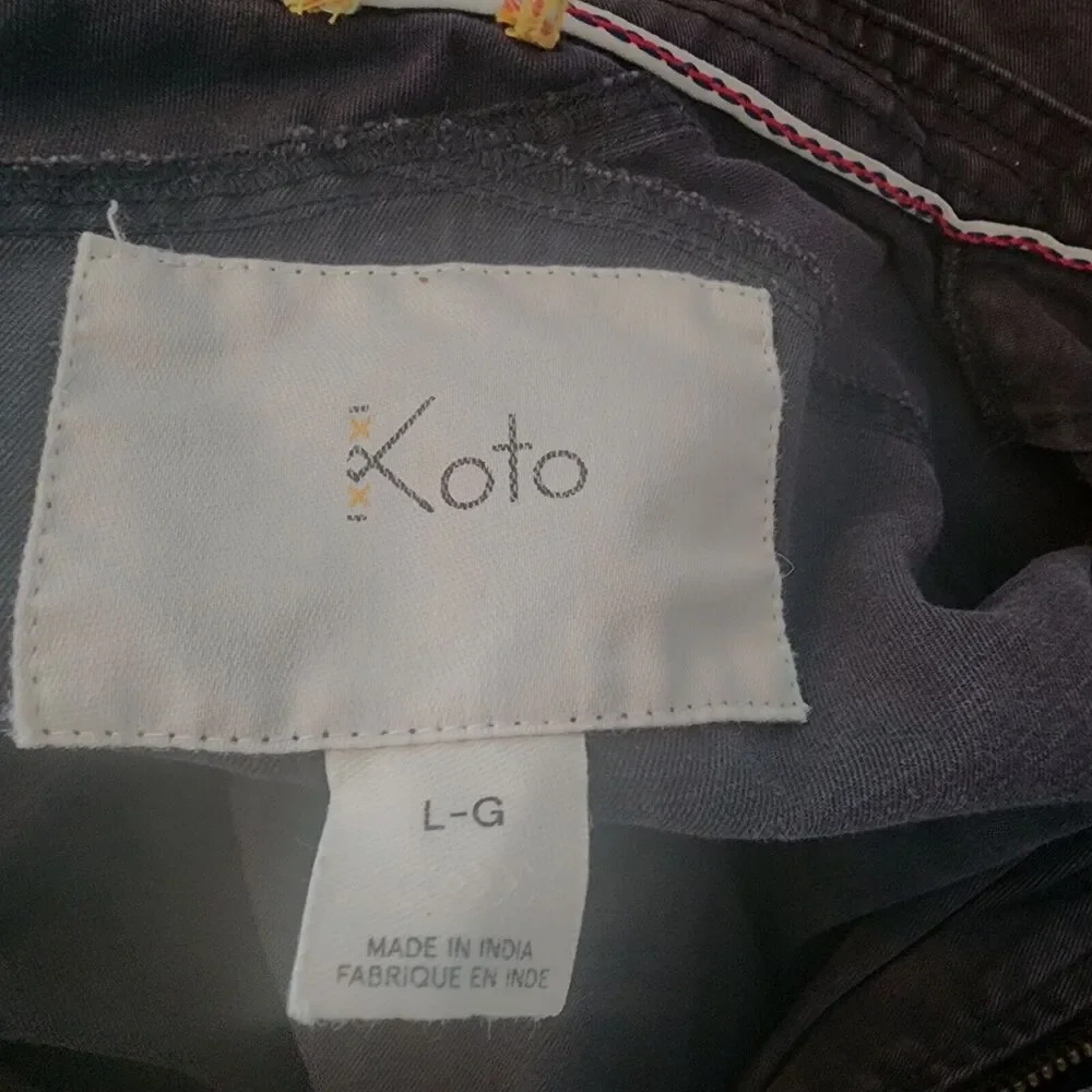 Koto Military Utility Field Zip-Up Button-Pockets Black Jacket Men Size L